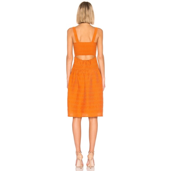 Tularosa Orange Midi Tara Dress Size M - Picture 3 of 7